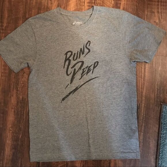 Asics Tops - ASICS Runs Deep Grey Short Sleeve Tee Shirt Small